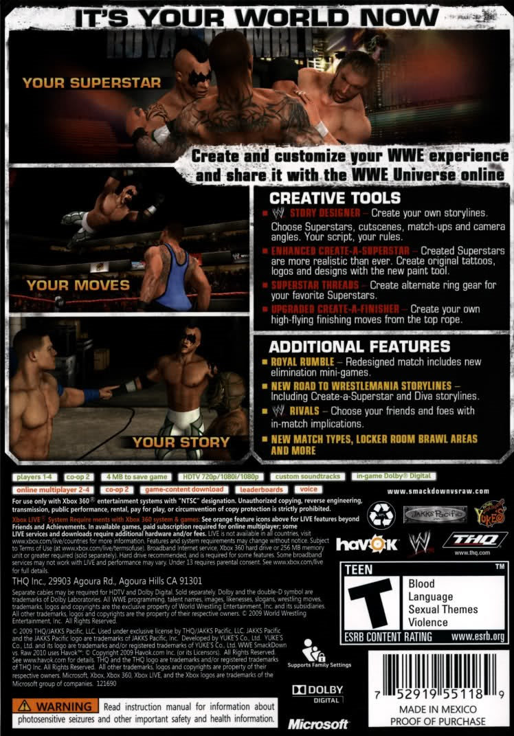WWE Smackdown vs. Raw 2010 Xbox 360 - Video Game - Used - CaveGamers - Image 2