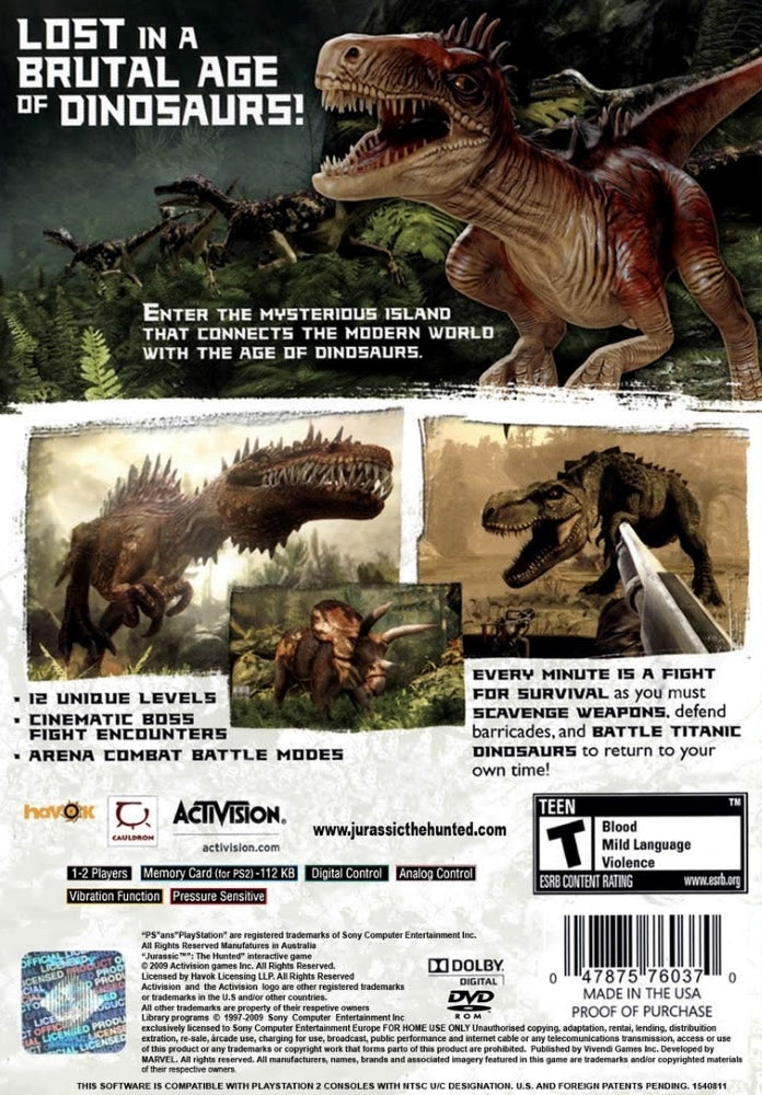 Jurassic: The Hunted PS2 - Video Game - Used - CaveGamers - Image 2