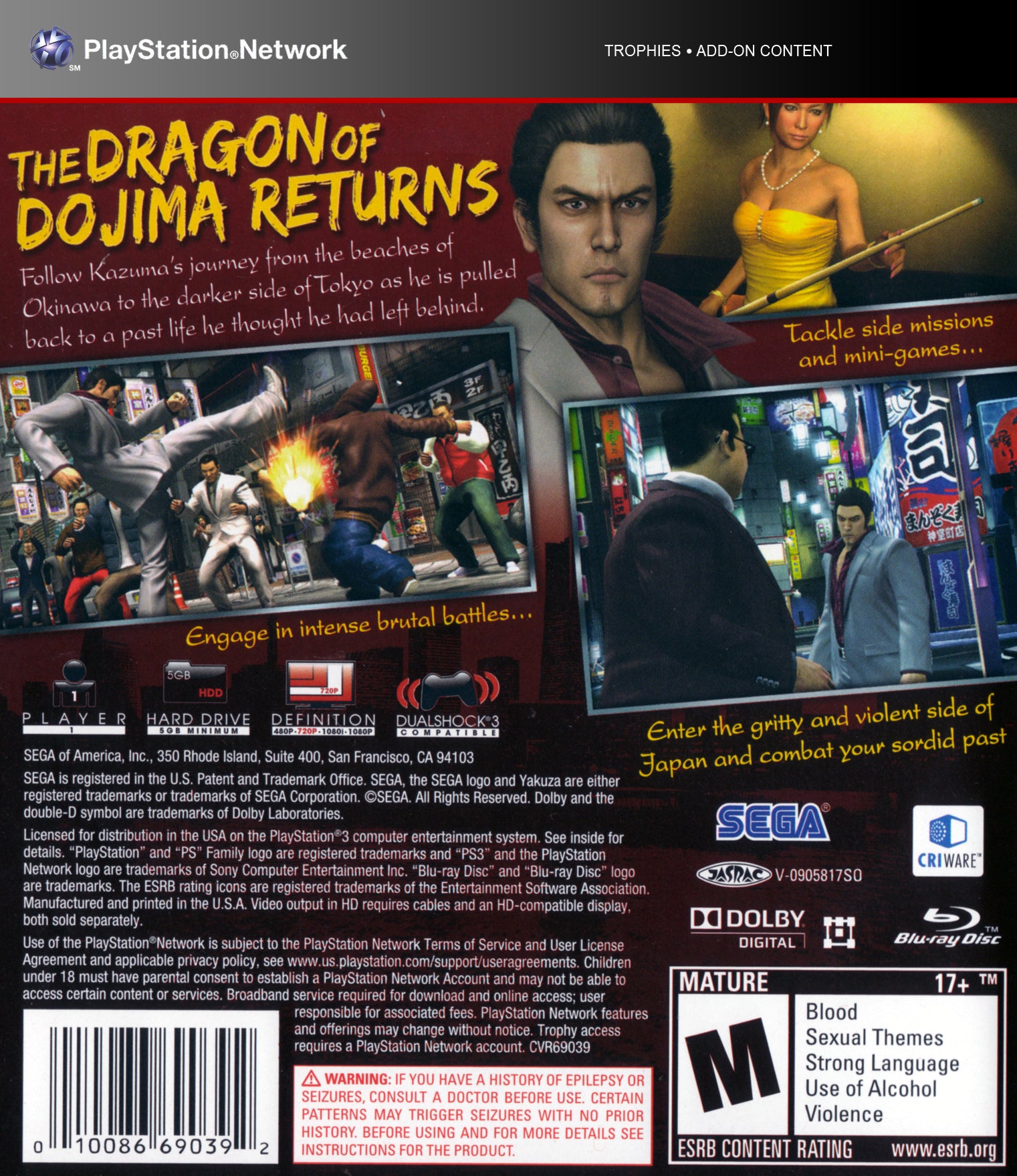 Yakuza 3 PS3 - Video Game - Used - CaveGamers - Image 2