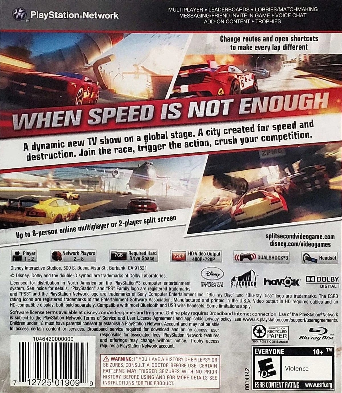 Split/Second PS3 - Video Game - Used - CaveGamers - Image 2