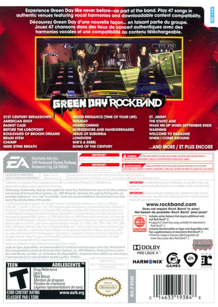 Green Day: Rock Band Wii - Video Game - Used - CaveGamers - Image 2