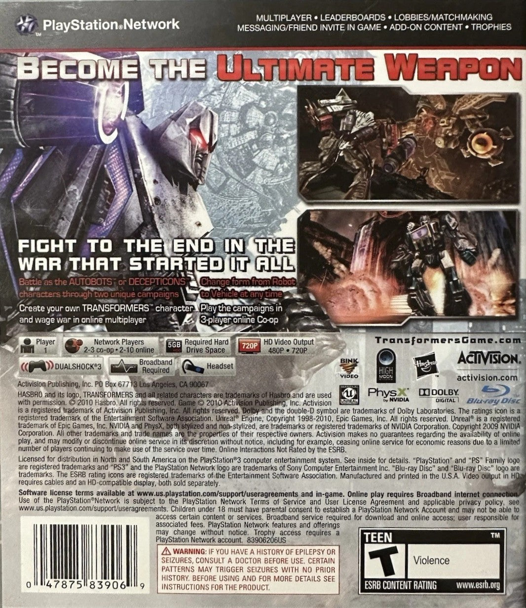 Transformers: War for Cybertron PS3 - Video Game - Used - CaveGamers - Image 2