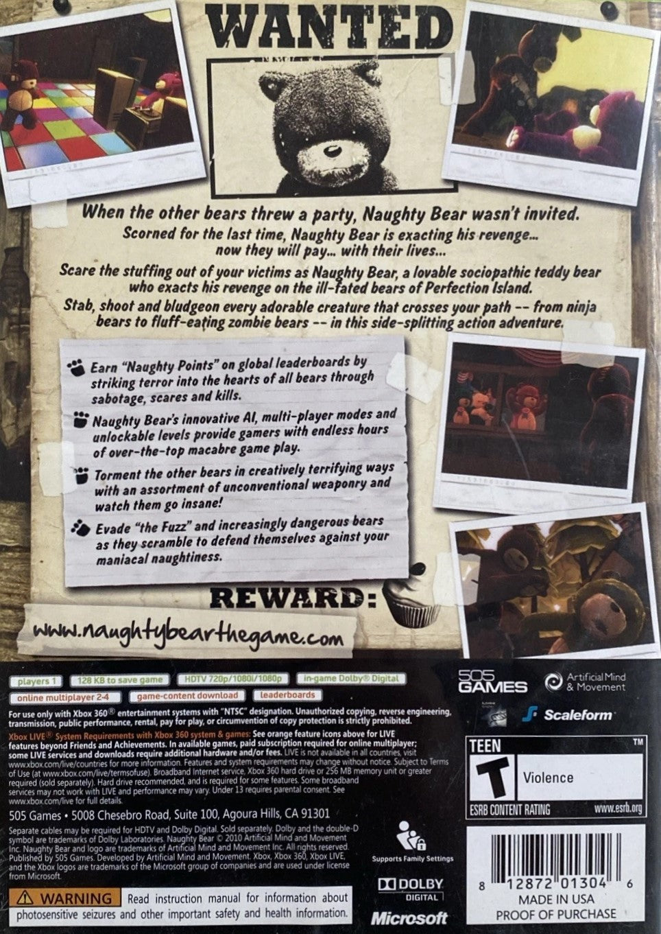 Naughty Bear Xbox 360 - Video Game - Used - CaveGamers - Image 2