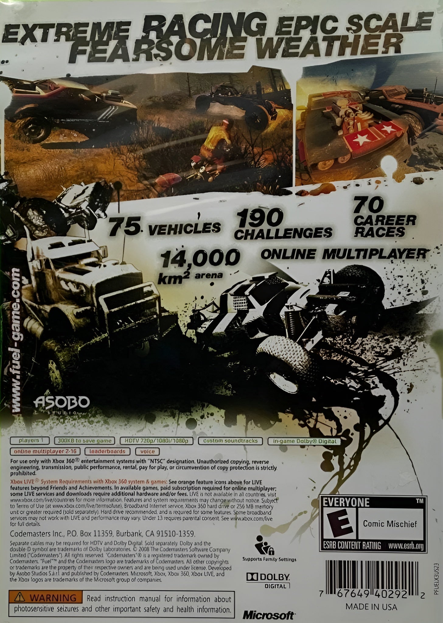 Fuel Xbox 360 - Video Game - Used - CaveGamers - Image 2