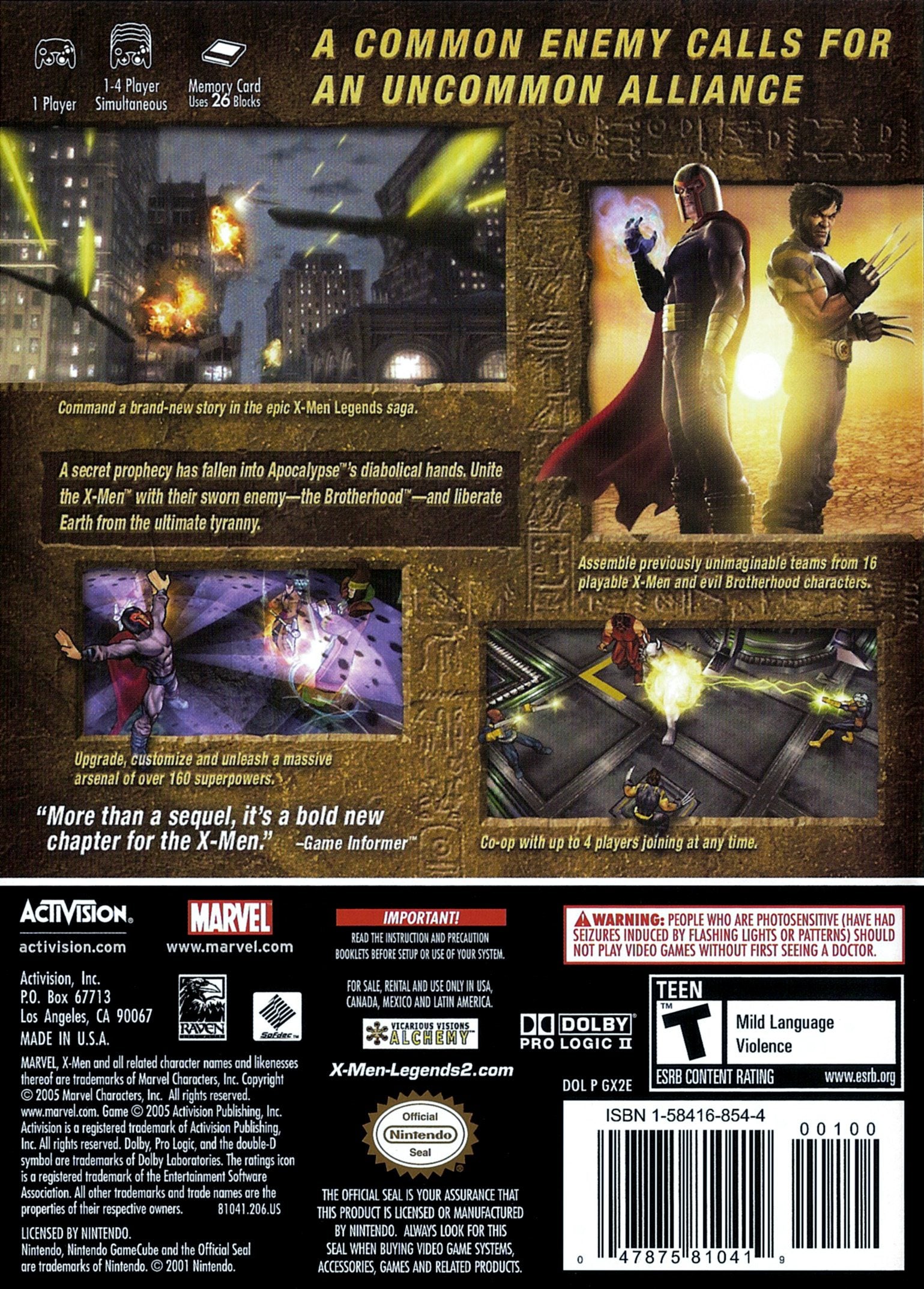 X-Men Legends II: Rise of the Apocalypse GameCube - Video Game - Used - CaveGamers - Image 2