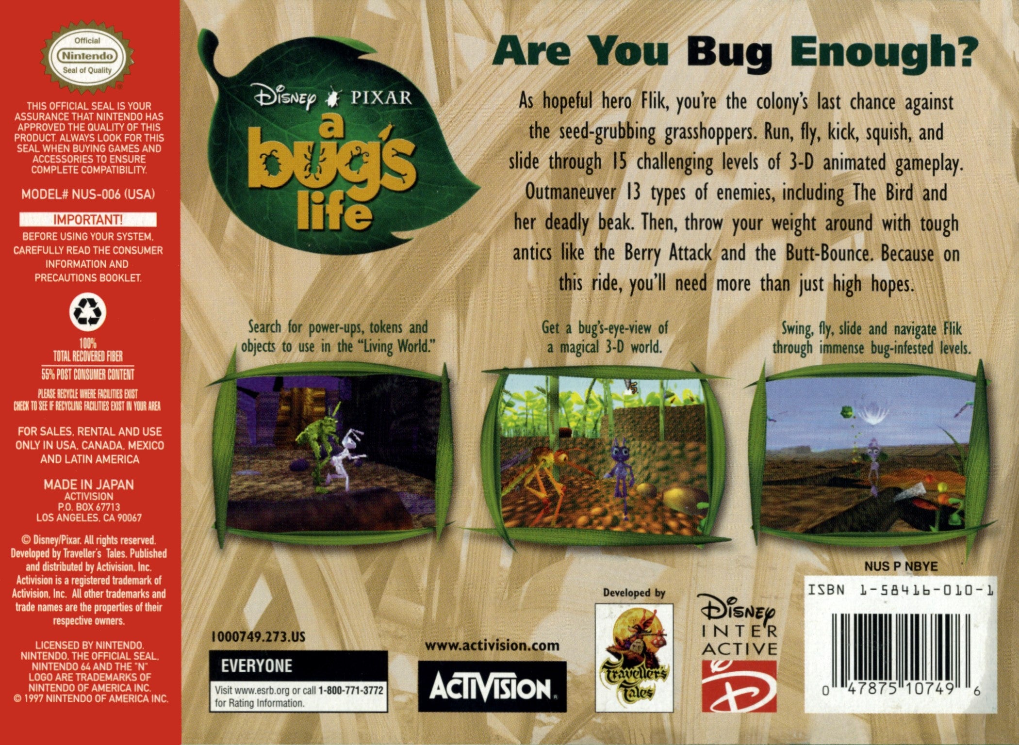 A Bug's Life N64 - Video Game - Used - CaveGamers - Image 2