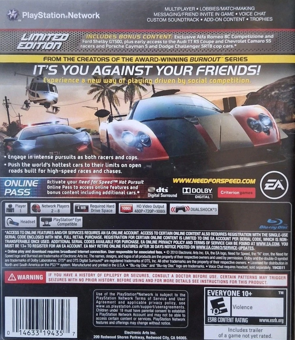 Need For Speed: Hot Pursuit Limited Edition PS3 - Video Game - Used - CaveGamers - Image 2