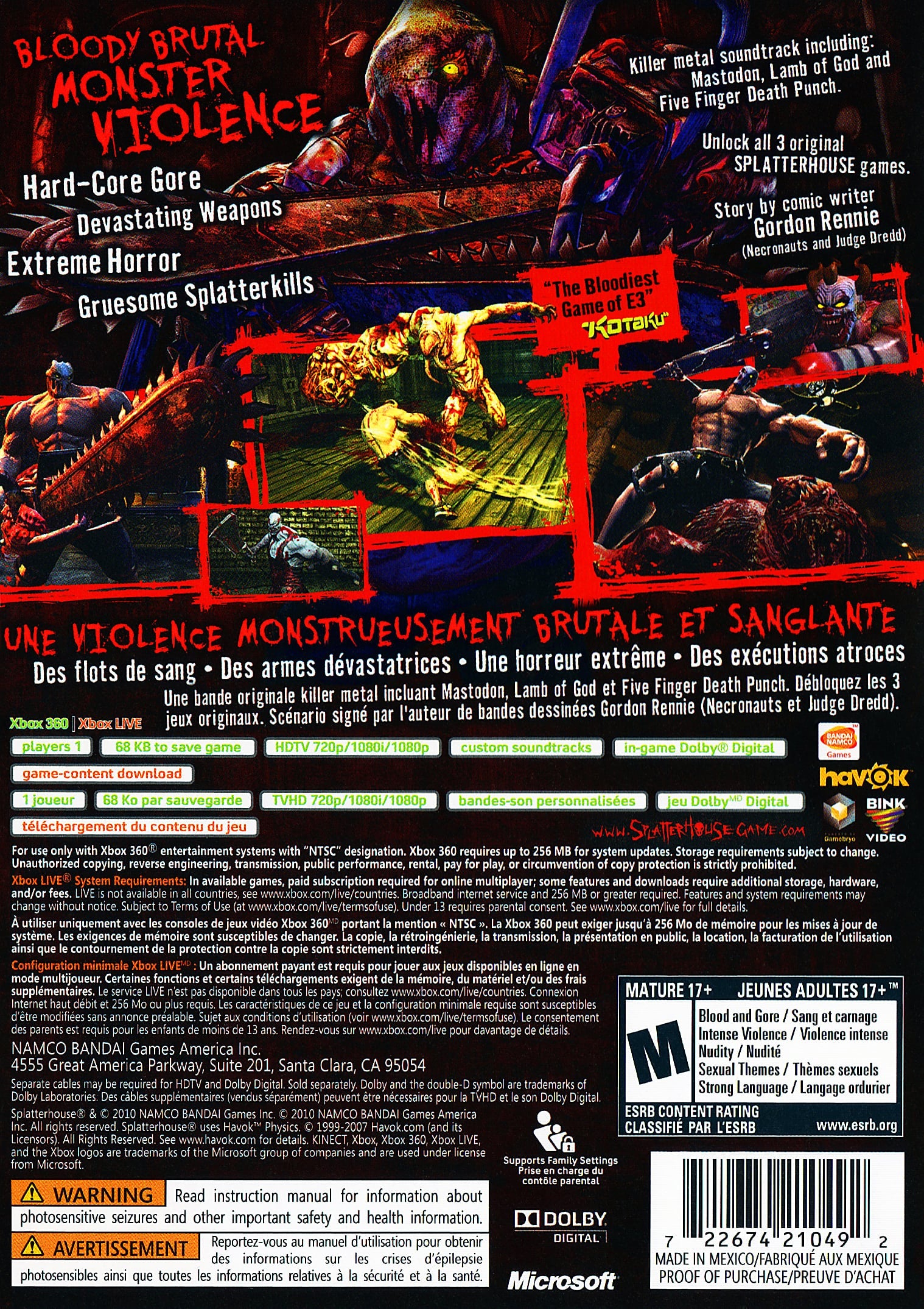 Splatterhouse Xbox 360 - Video Game - Used - CaveGamers - Image 2