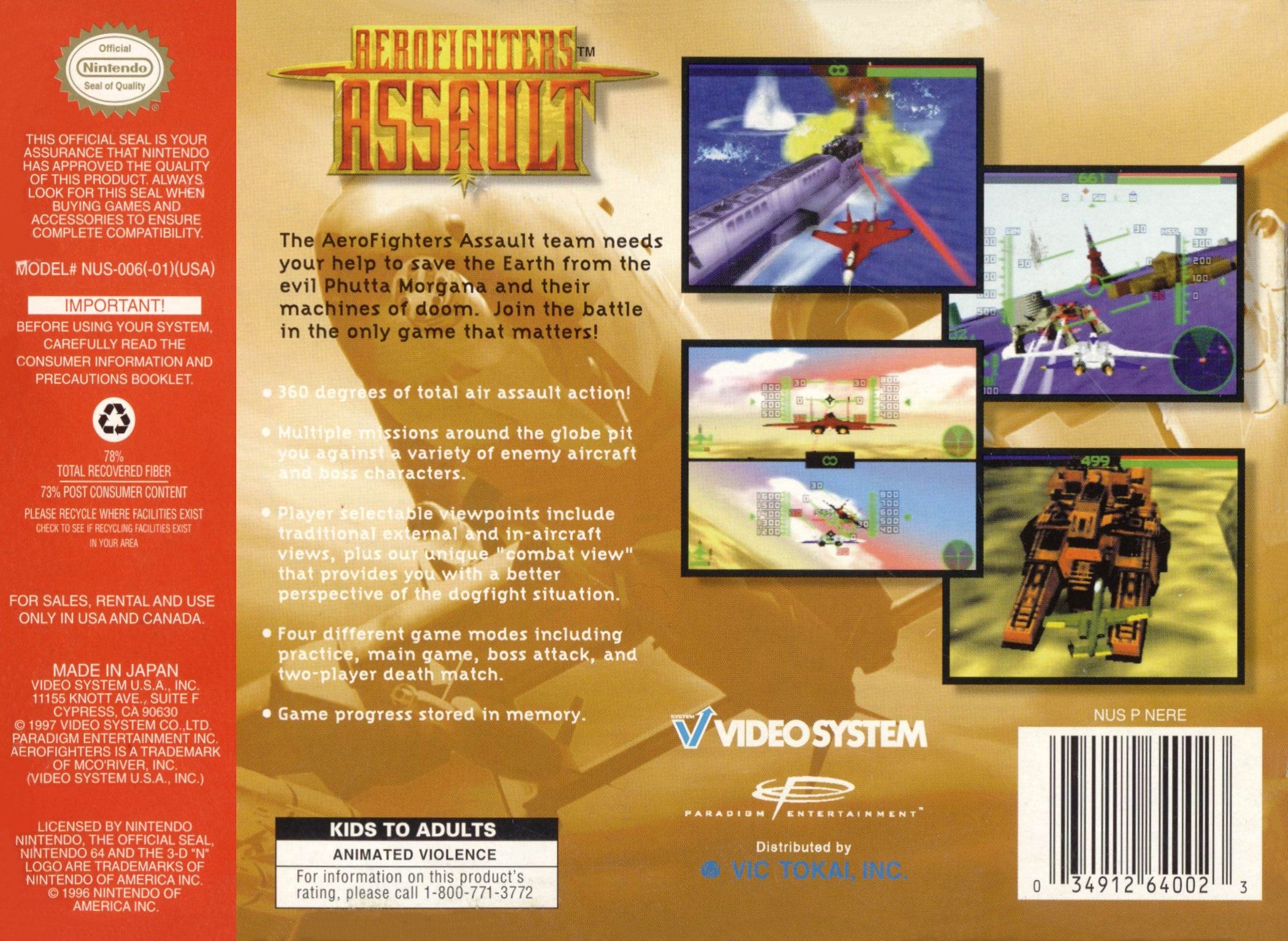 Aerofighters Assault N64 - Video Game - Used - CaveGamers - Image 2
