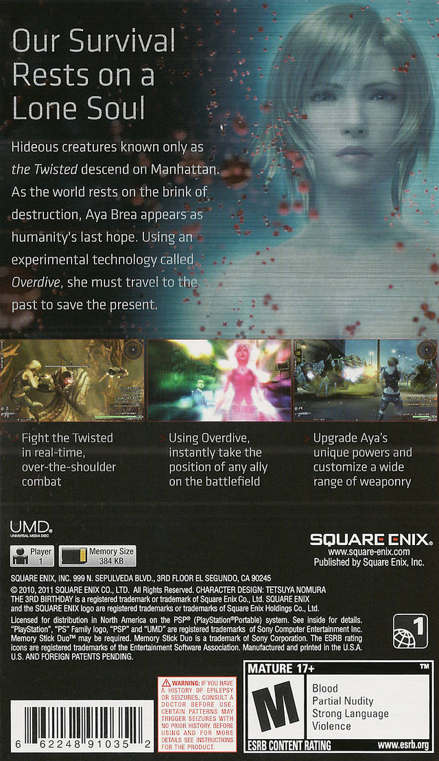 The 3rd Birthday PSP - Video Game - Used - CaveGamers - Image 2