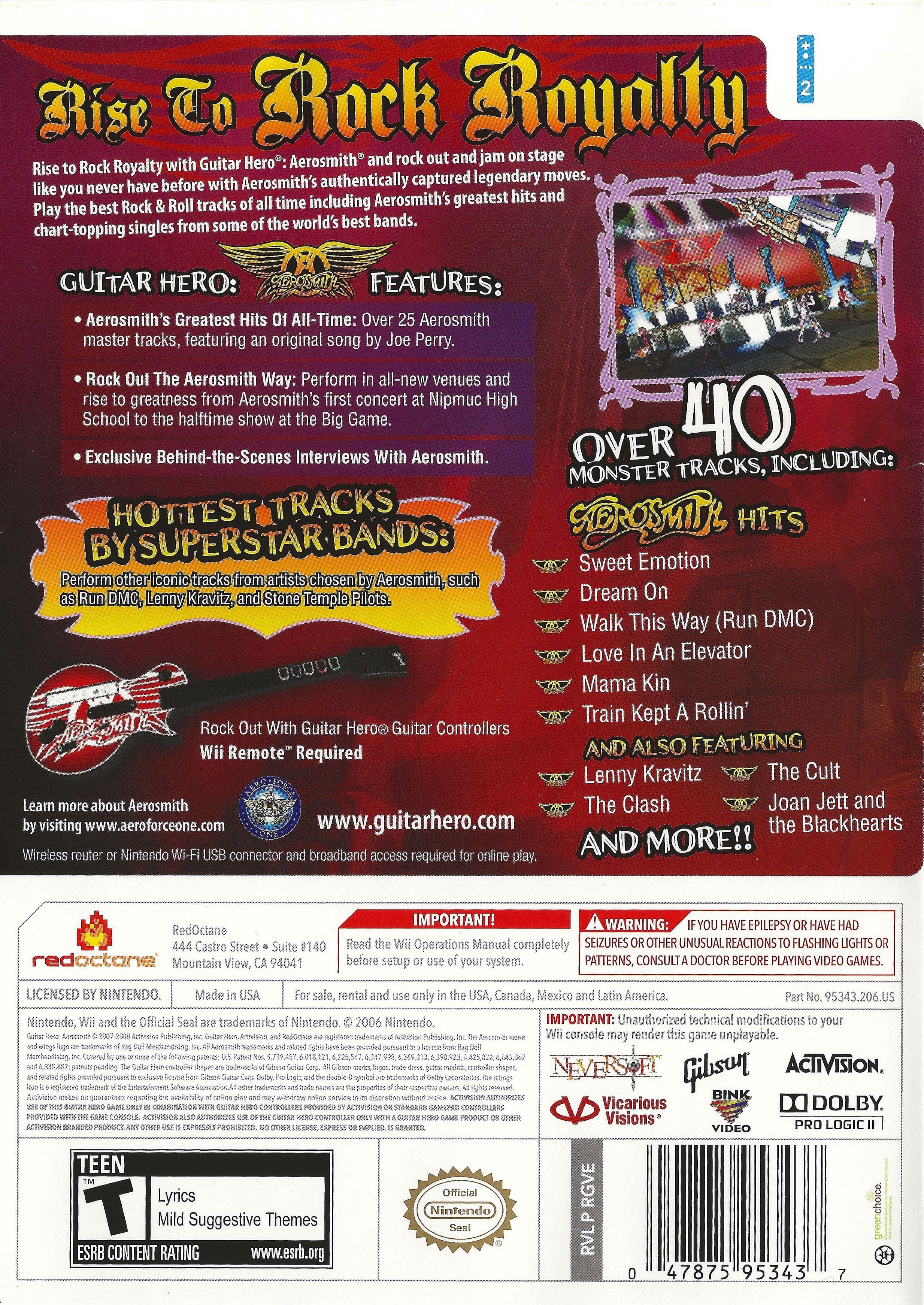 Guitar Hero Aerosmith Wii - Video Game - Used - CaveGamers - Image 2