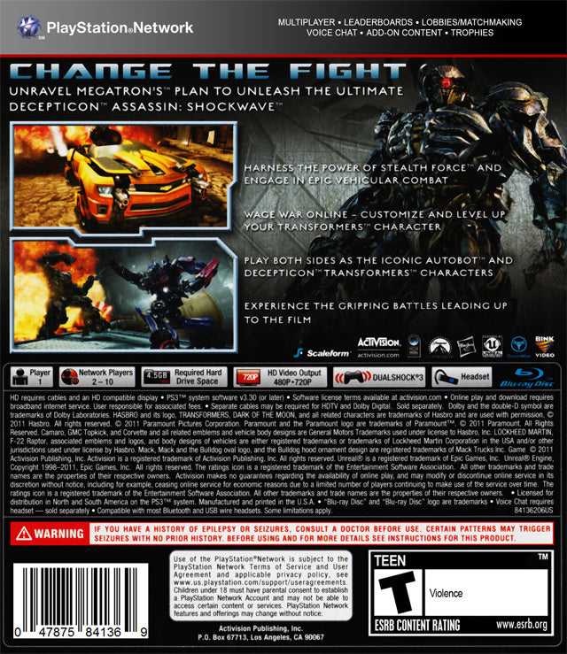 Transformers: Dark of the Moon PS3 - Video Game - Used - CaveGamers - Image 2