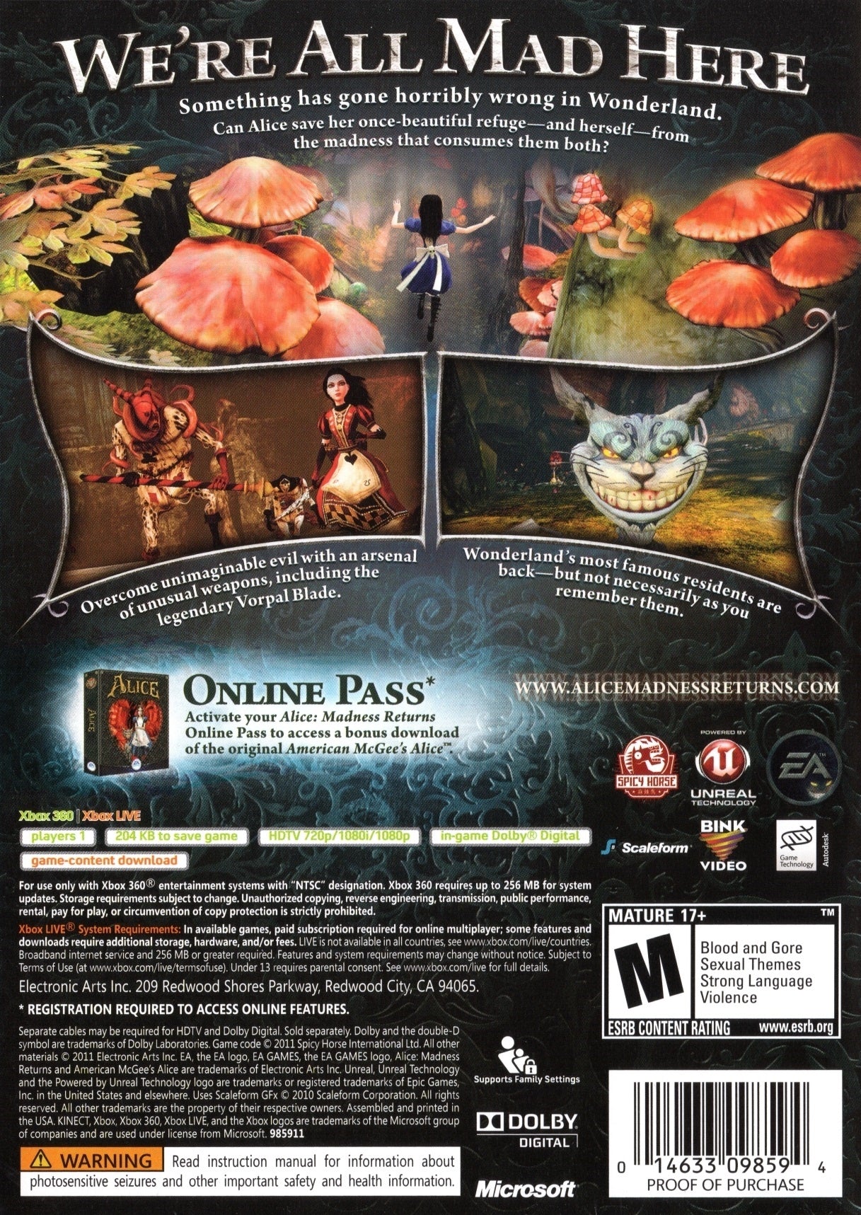 Alice: Madness Returns Xbox 360 - Video Game - Used - CaveGamers - Image 2