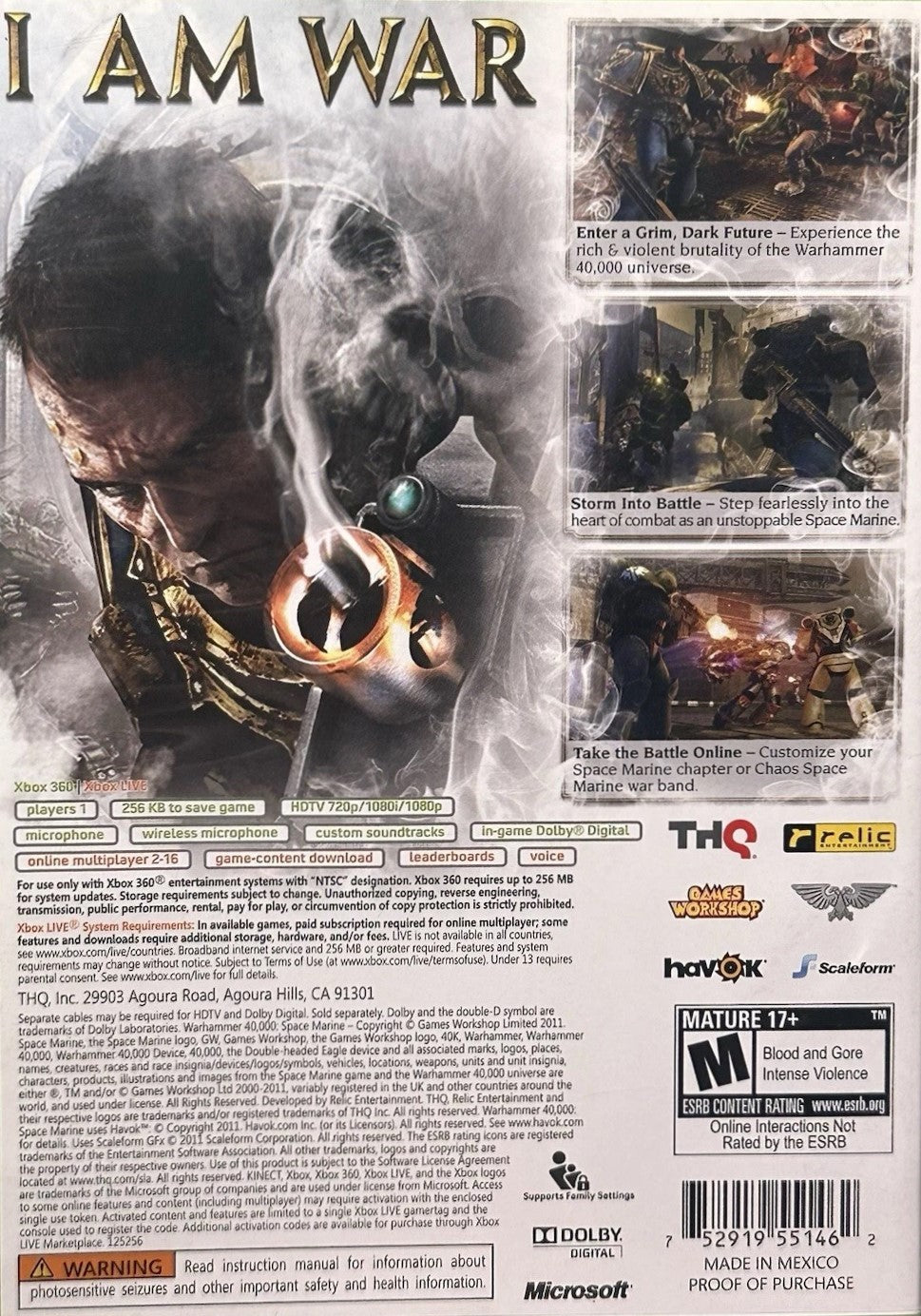 Warhammer 40000: Space Marine Xbox 360 - Video Game - Used - CaveGamers - Image 2