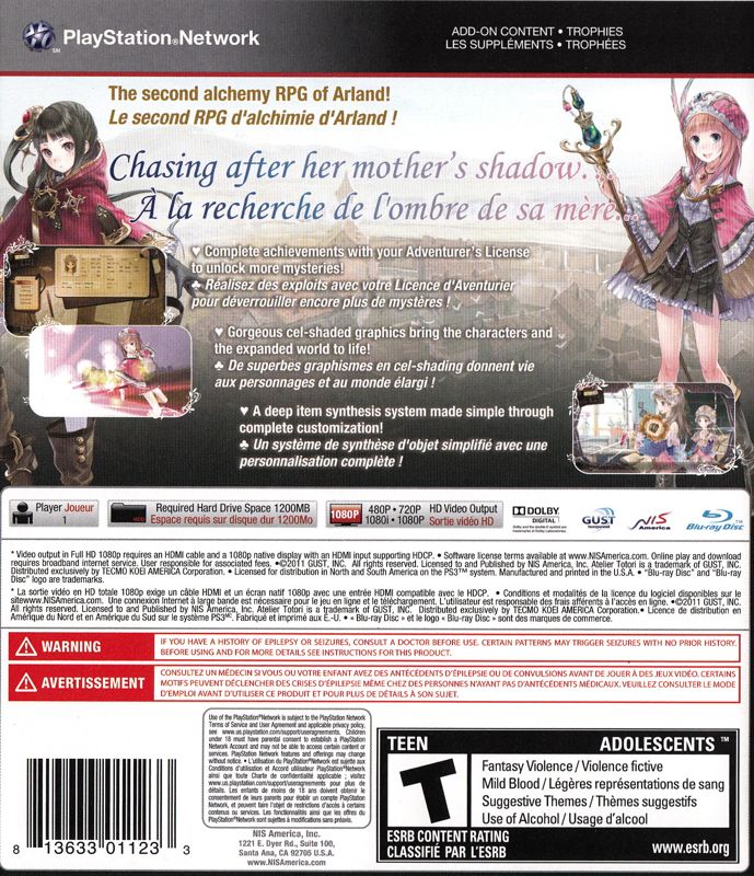 Atelier Totori: The Adventurer of Arland PS3 - Video Game - Used - CaveGamers - Image 2