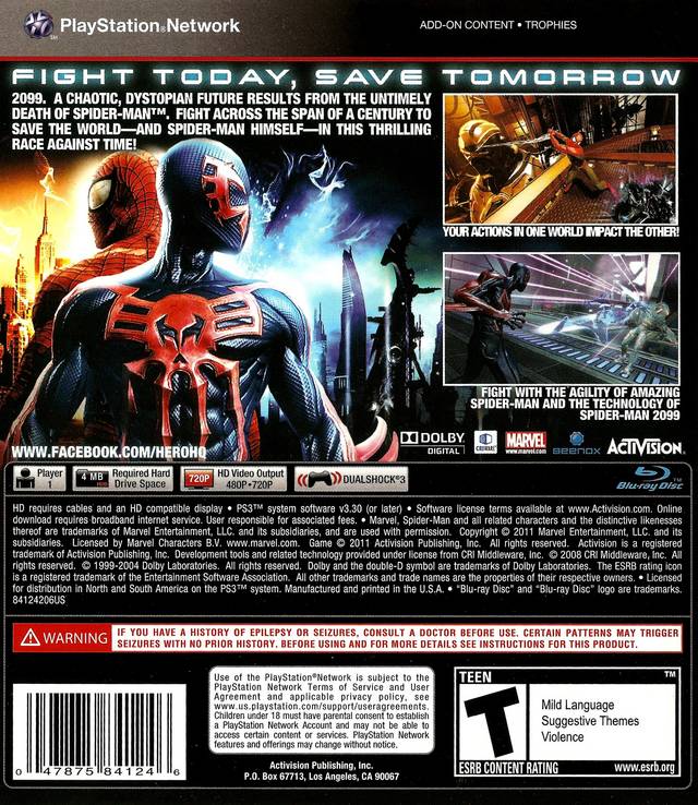 Spiderman: Edge of Time PS3 - Video Game - Used - CaveGamers - Image 2