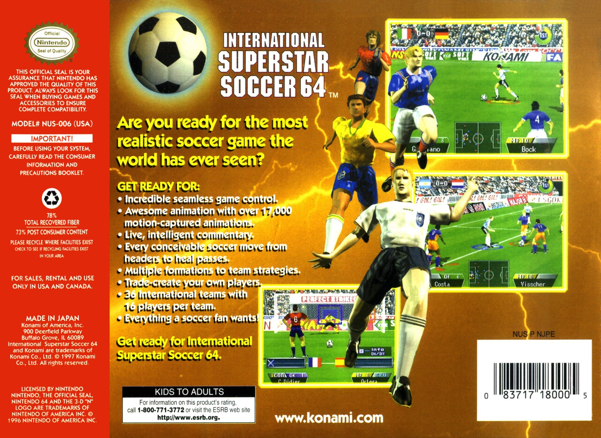 International Superstar Soccer 64 N64 - Video Game - Used - CaveGamers - Image 2