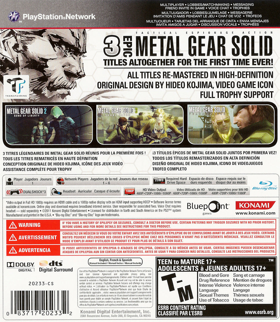Metal Gear Solid HD Collection PS3 - Video Game - Used - CaveGamers - Image 2