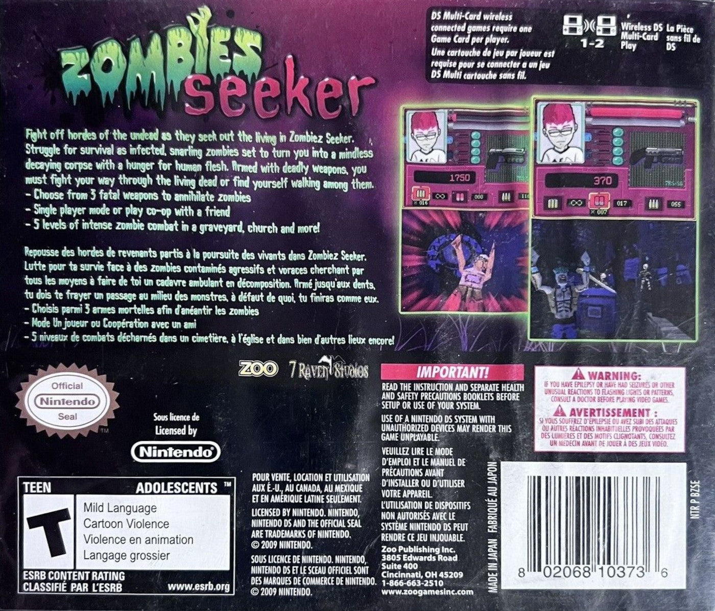 Zombiez Seeker DS - Video Game - Used - CaveGamers - Image 2