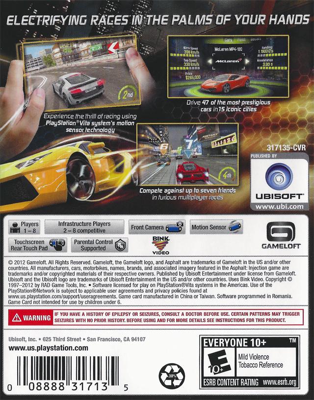Asphalt Injection PSV - Video Game - Used - CaveGamers - Image 2