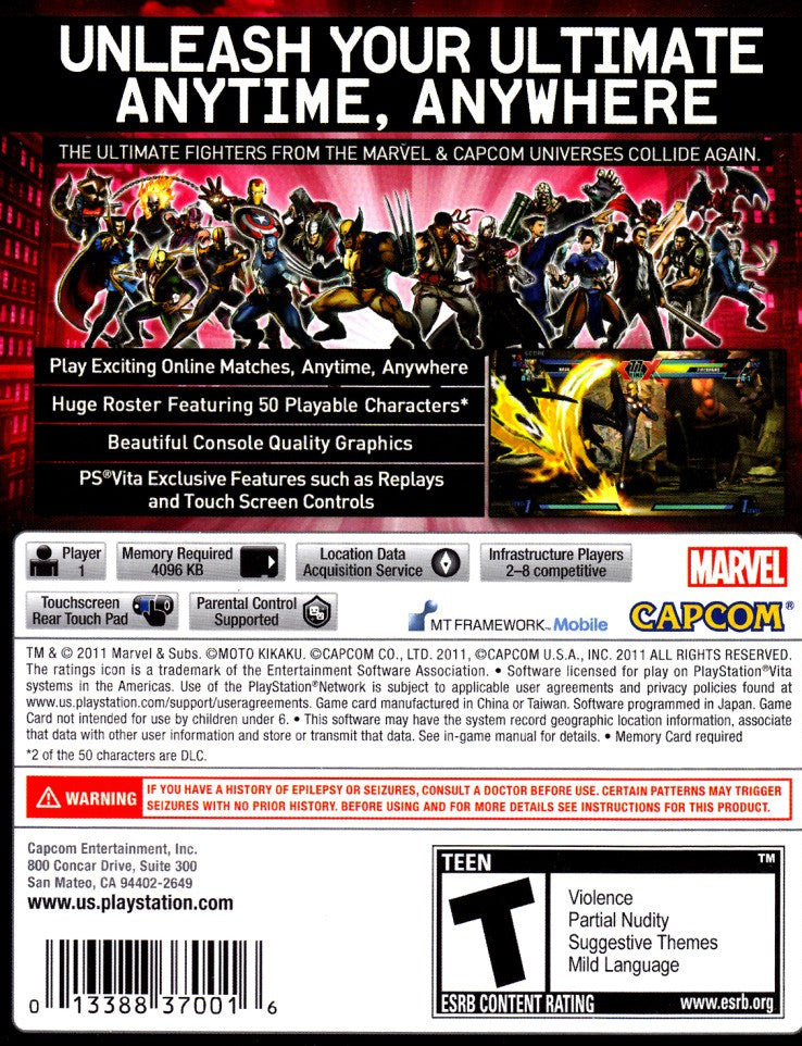 Ultimate Marvel vs Capcom 3 PSV - Video Game - Used - CaveGamers - Image 2