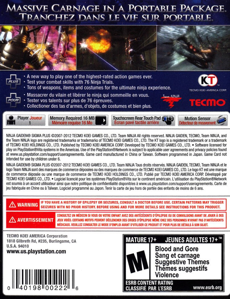 Ninja Gaiden Sigma Plus PSV - Video Game - Used - CaveGamers - Image 2