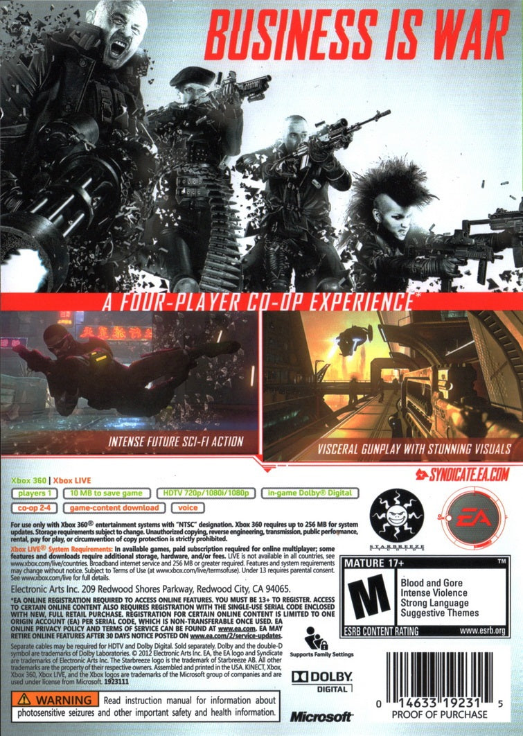 Syndicate Xbox 360 - Video Game - Used - CaveGamers - Image 2