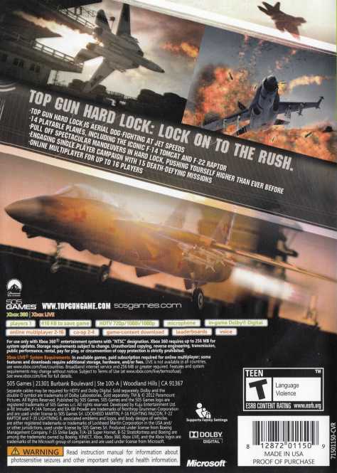 Top Gun Hardlock Xbox 360 - Video Game - Used - CaveGamers - Image 2
