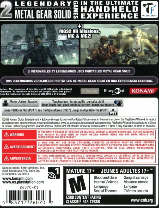 Metal Gear Solid HD Collection PSV - Video Game - Used - CaveGamers - Image 2