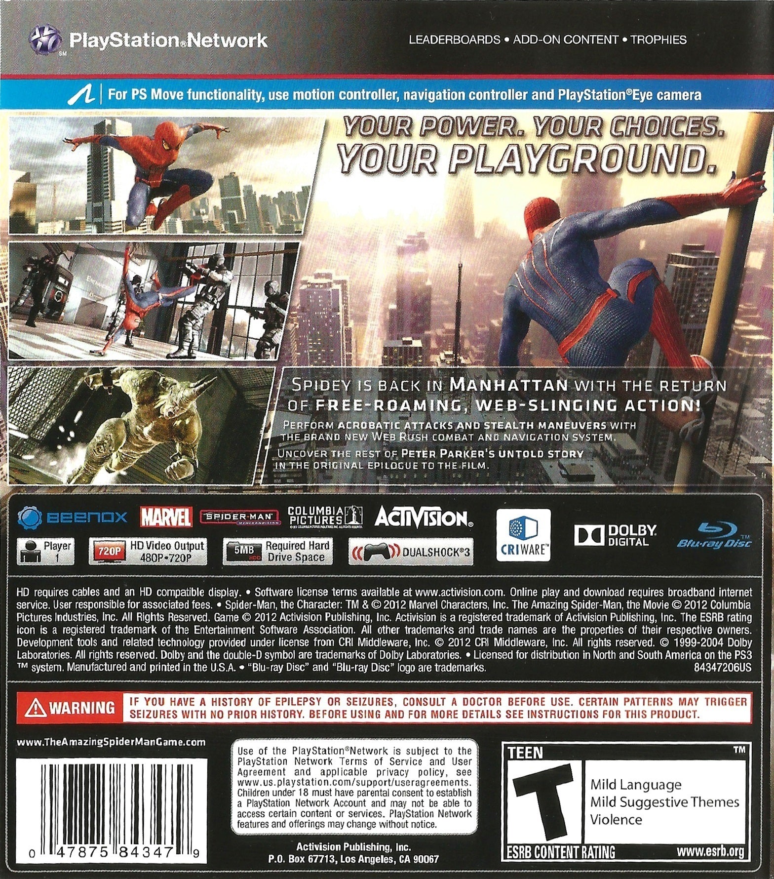 The Amazing Spider-Man PS3 - Video Game - Used - CaveGamers - Image 2