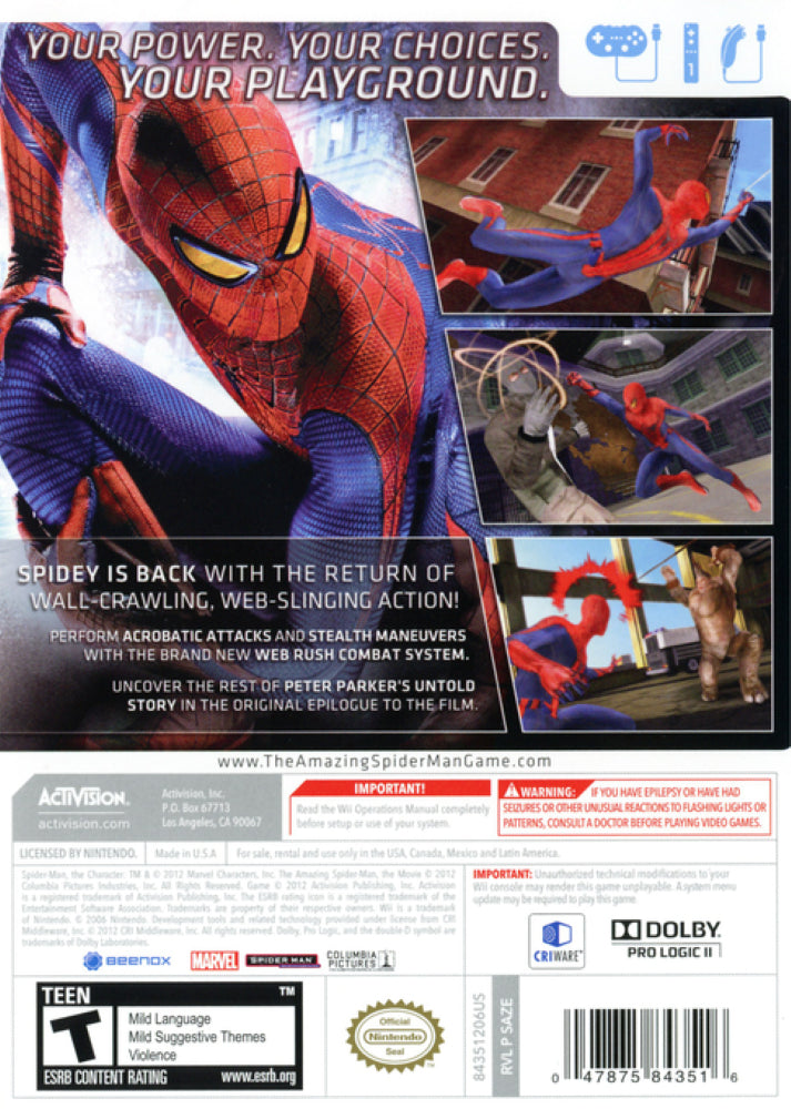 The Amazing Spider-Man Wii - Video Game - Used - CaveGamers - Image 2