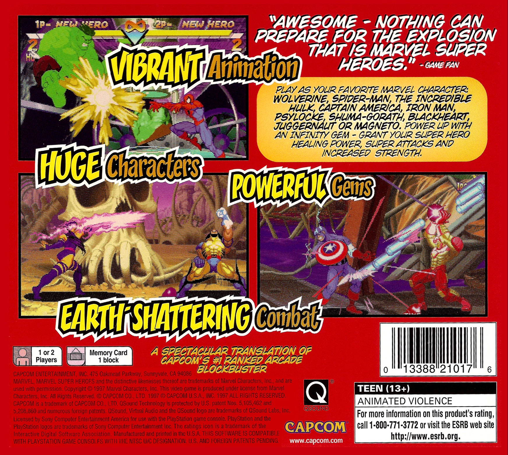 Marvel Super Heroes Playstation - Video Game - Used - CaveGamers - Image 2