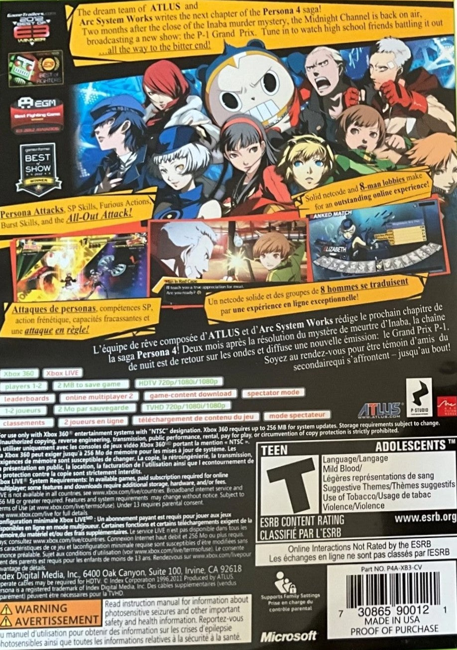 Persona 4 Arena Xbox 360 - Video Game - Used - CaveGamers - Image 2
