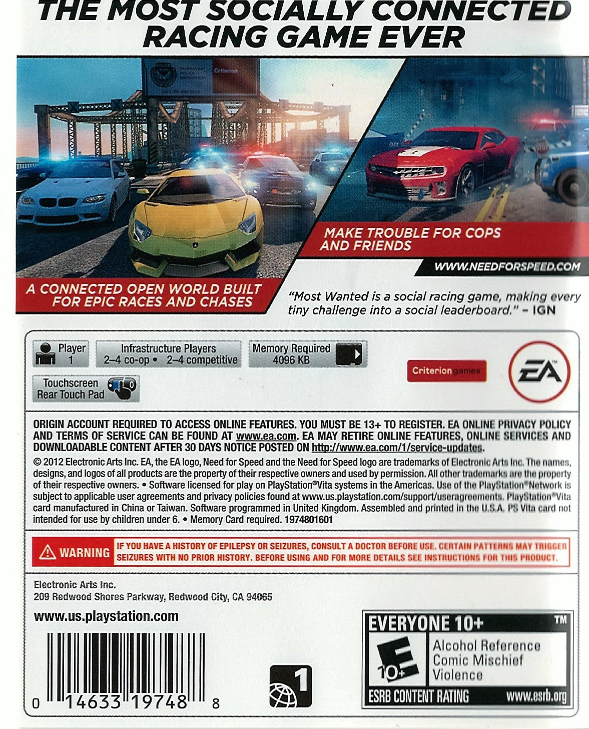 Need for Speed Most Wanted PSV - Video Game - Used - CaveGamers - Image 2
