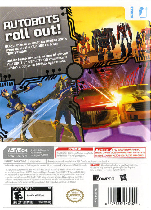 Transformers: Prime Wii - Video Game - Used - CaveGamers - Image 2