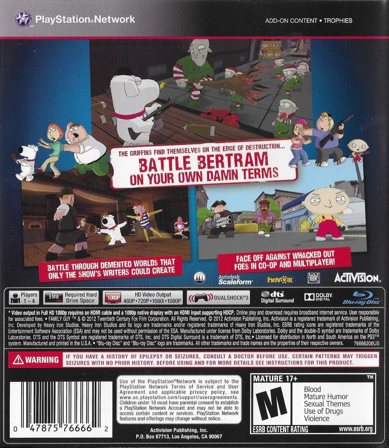 Family Guy: Back To The Multiverse PS3 - Video Game - Used - CaveGamers - Image 2