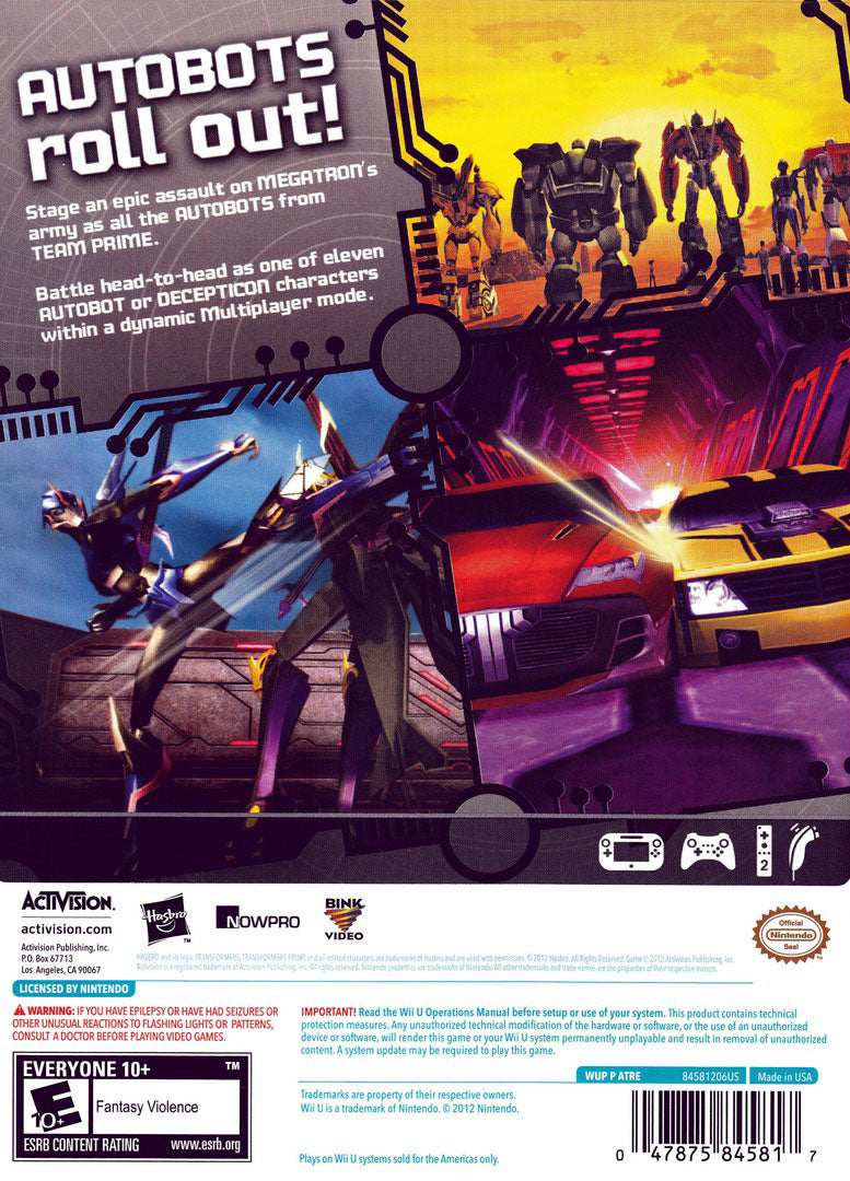 Transformers: Prime Wii U - Video Game - Used - CaveGamers - Image 2