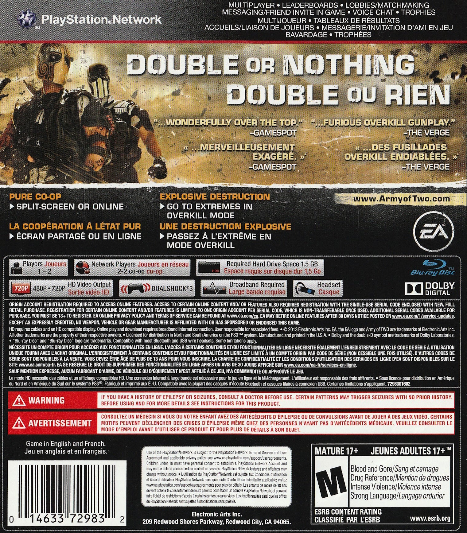 Army of Two: The Devils Cartel PS3 - Video Game - Used - CaveGamers - Image 2
