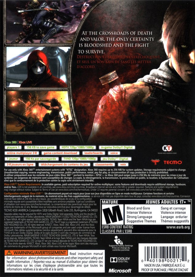 Ninja Gaiden 3: Razor's Edge Xbox 360 - Video Game - Used - CaveGamers - Image 2