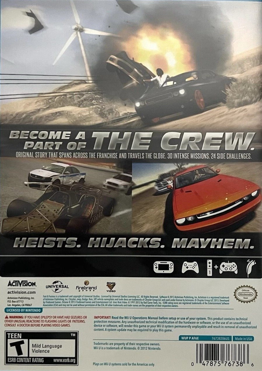 Fast and the Furious: Showdown Wii U - Video Game - Used - CaveGamers - Image 2