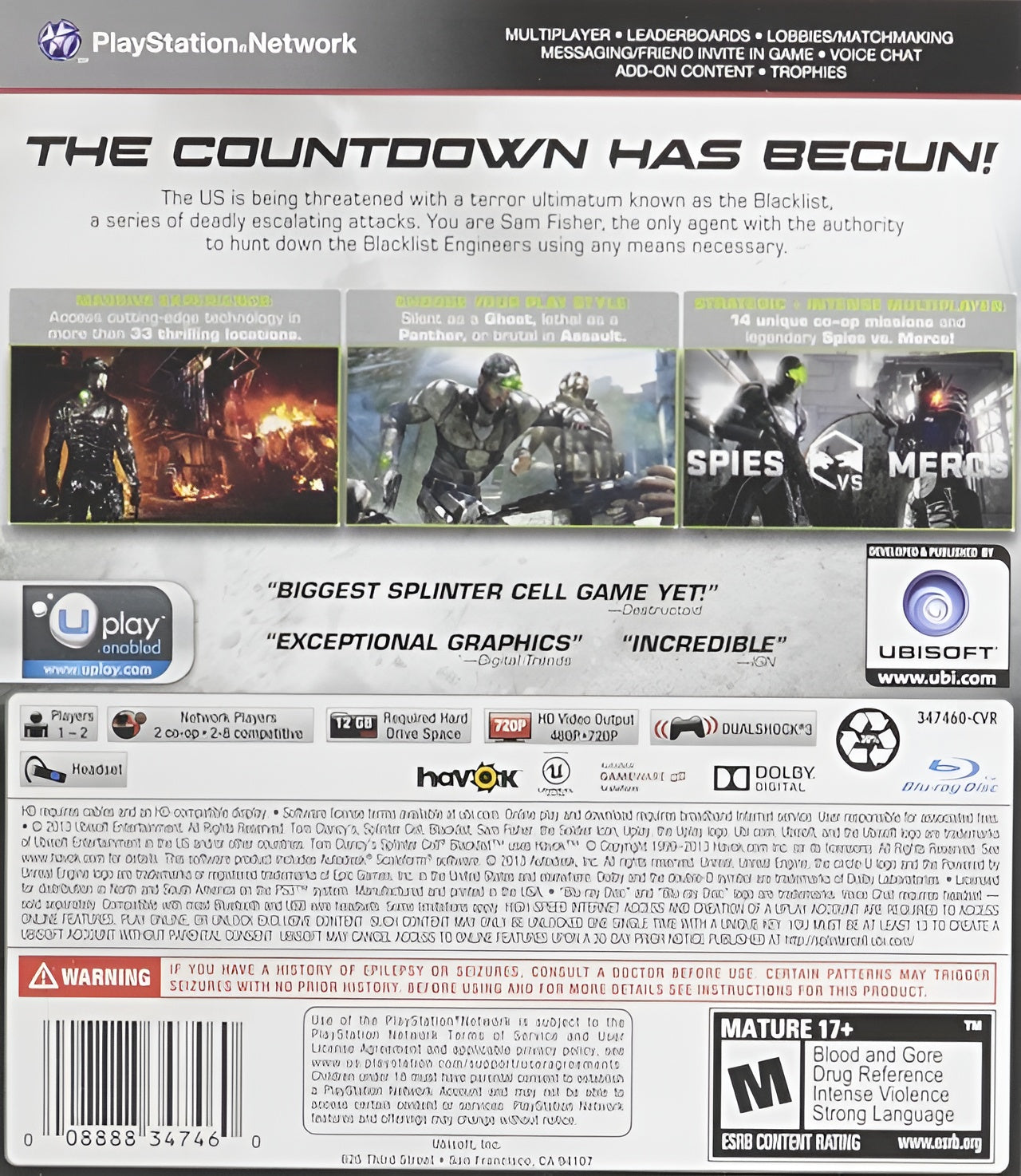 Splinter Cell: Blacklist PS3 - Video Game - Used - CaveGamers - Image 2
