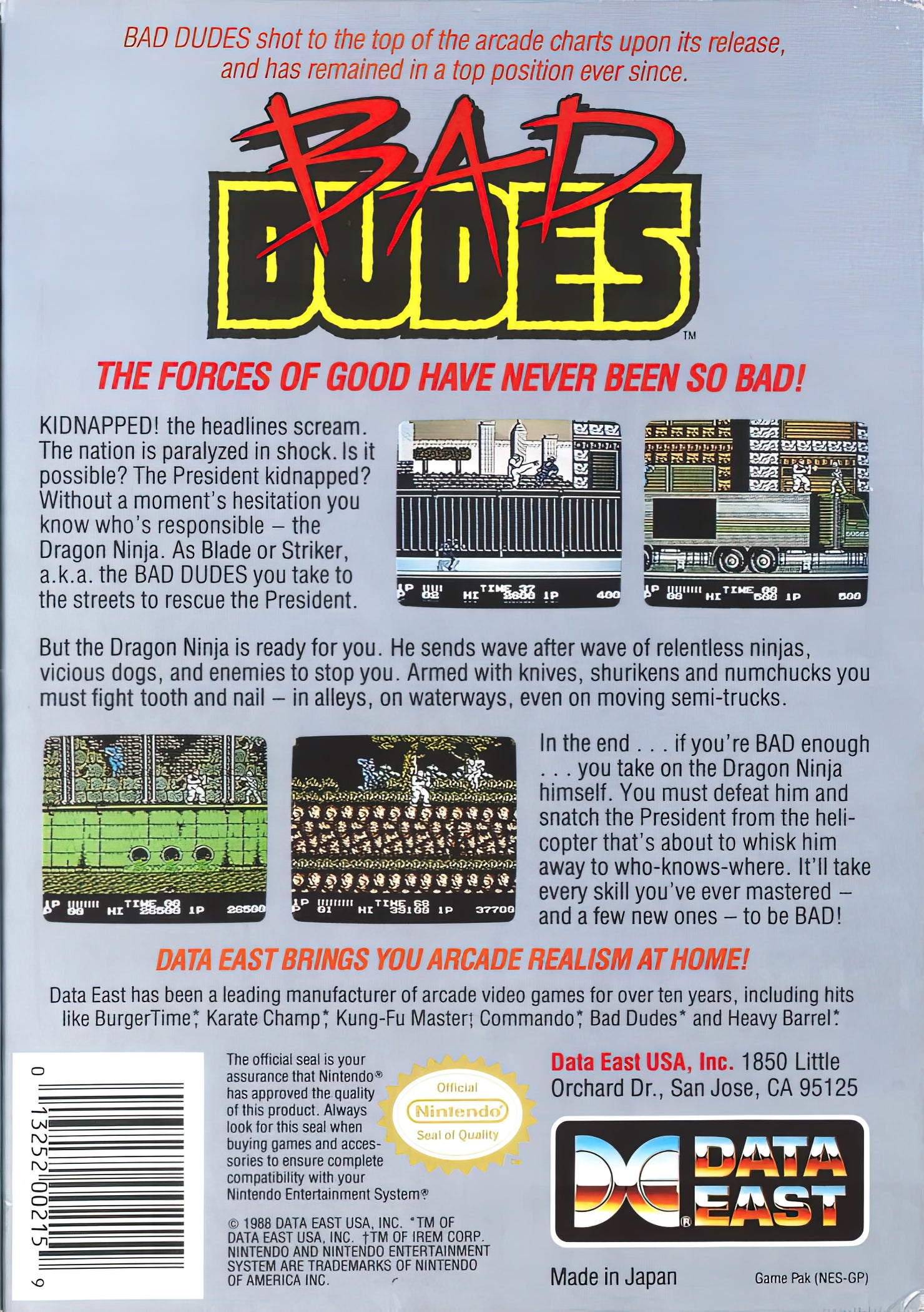 Bad Dudes NES - Video Game - Used - CaveGamers - Image 2