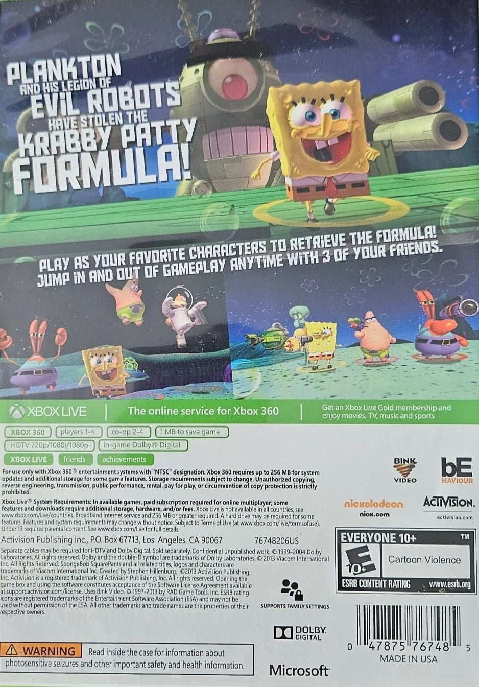SpongeBob SquarePants: Plankton's Robotic Revenge Xbox 360 - Video Game - Used - CaveGamers - Image 2
