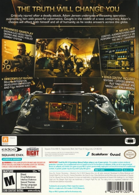 Deus Ex: Human Revolution Director's Cut Wii U - Video Game - Used - CaveGamers - Image 2