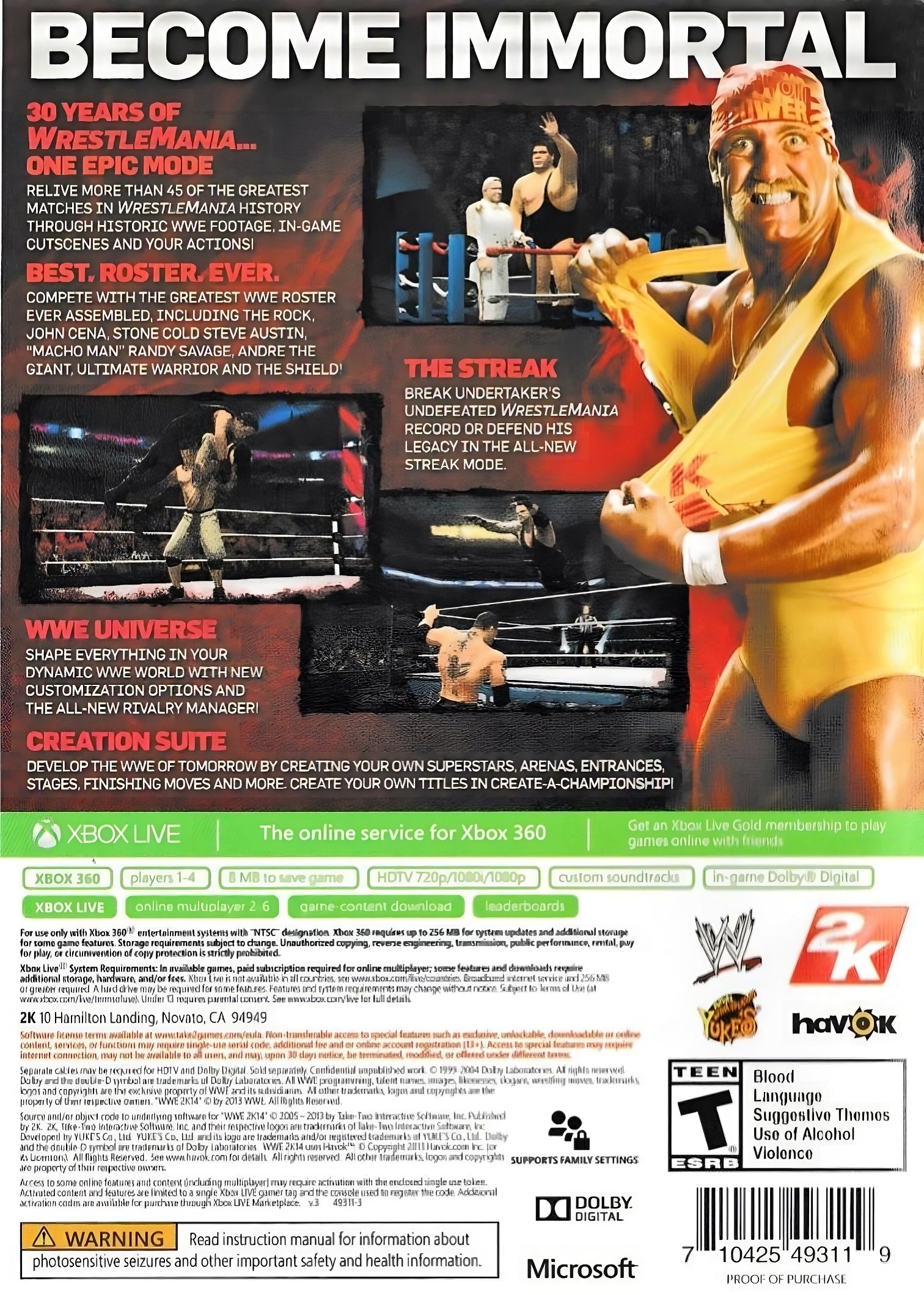 WWE 2K14 Xbox 360 - Video Game - Used - CaveGamers - Image 2