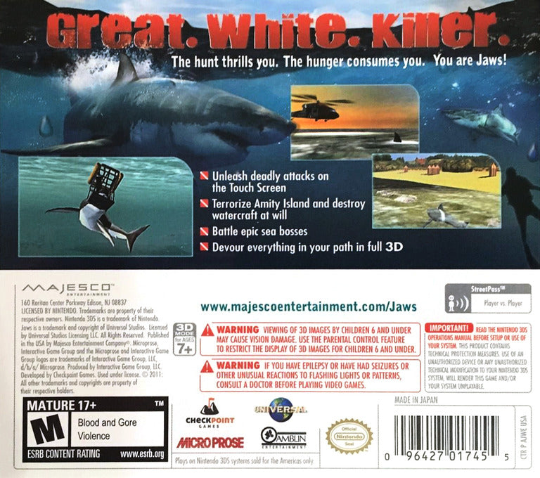 Jaws: Ultimate Predator 3DS - Video Game - Used - CaveGamers - Image 2