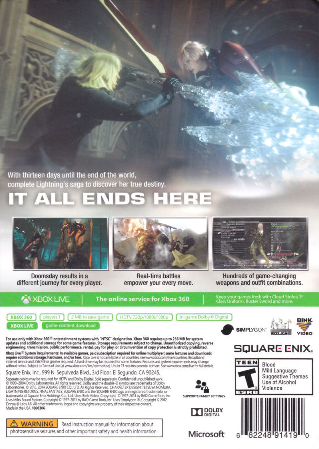 Lightning Returns: Final Fantasy XIII Xbox 360 - Video Game - Used - CaveGamers - Image 2
