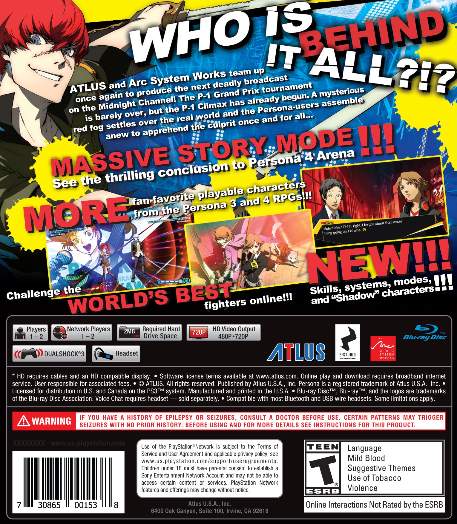 Persona 4 Arena Ultimax PS3 - Video Game - Used - CaveGamers - Image 2