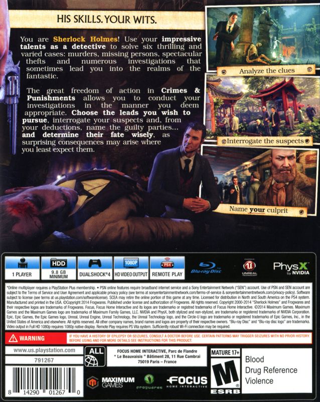 Sherlock Holmes: Crimes & Punishments PS4 - Video Game - Used - CaveGamers - Image 2