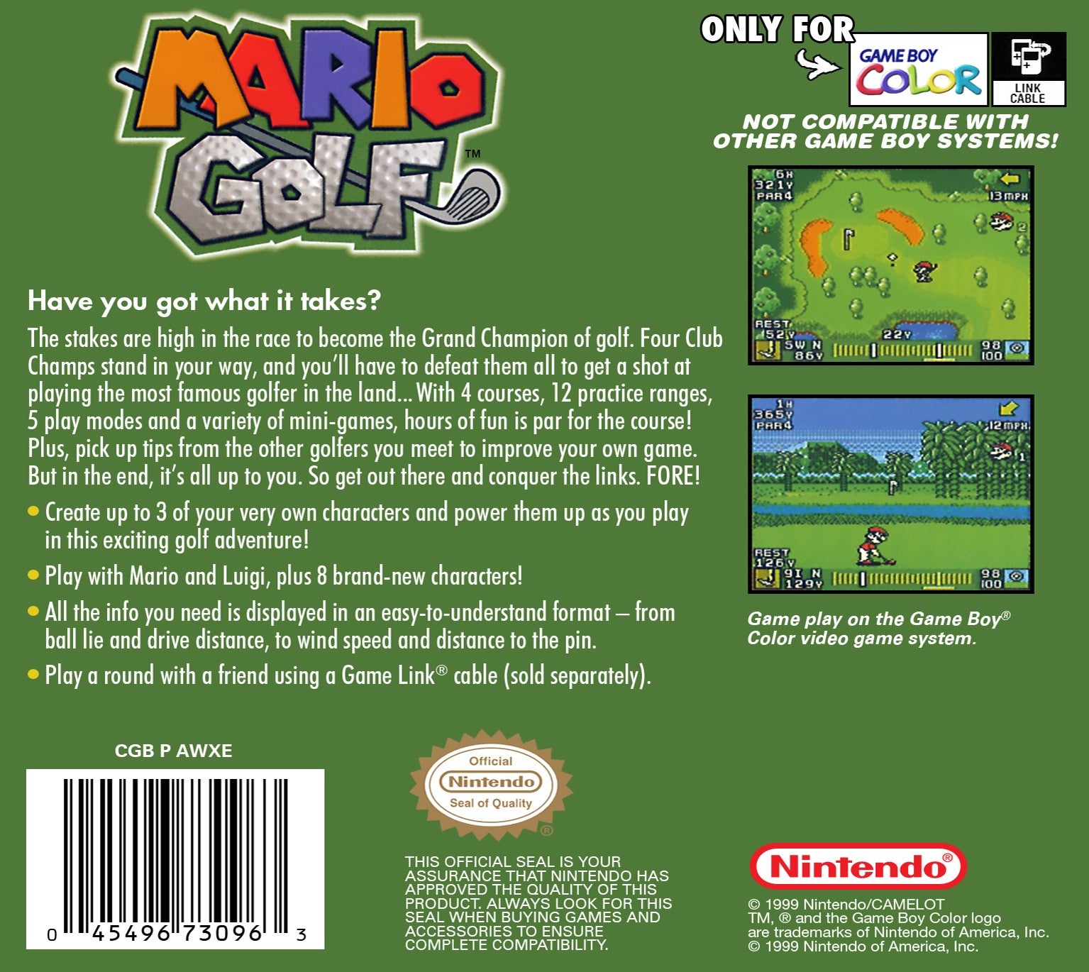 Mario Golf Game Boy Color - Video Game - Used - CaveGamers - Image 2